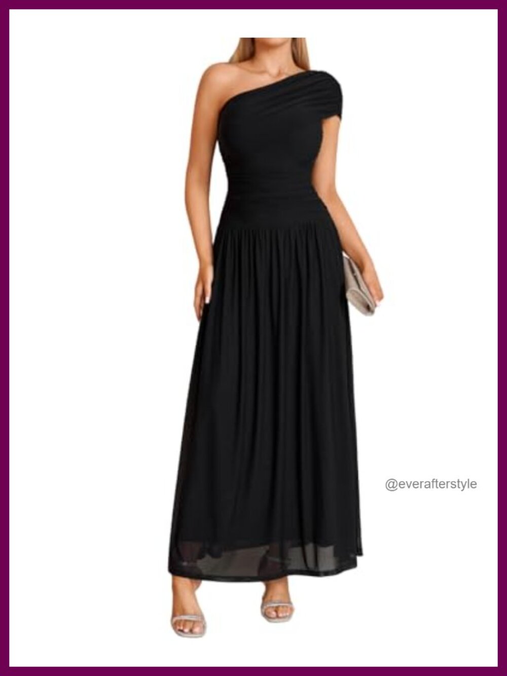 One Shoulder Ruched Formal Maxi Dress Sleeveless Stretch Mesh